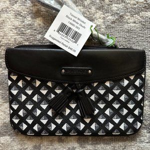 Vera Bradley Tassel Wristlet Black White Studs NWT